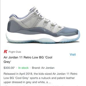 Air Jordan 11 retro low bg cool grey